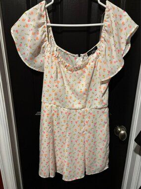 Trixxi White Floral Midi Dress with Pink and Yellow Flowers